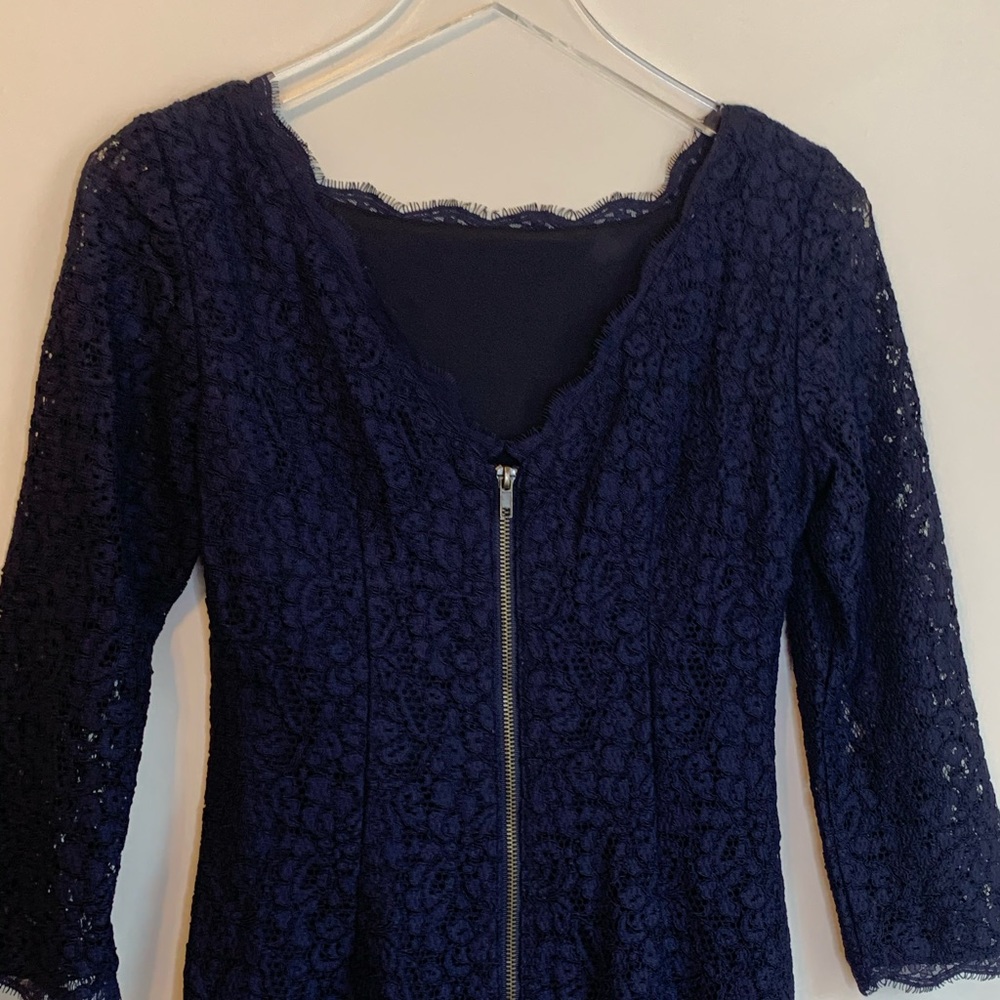 Adrianna Papell Navy Lace Sheath Dress size 6 - Picture 2 of 6